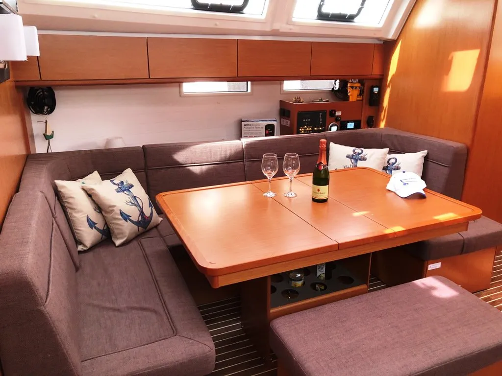 Cabin on Michael, a Bavaria Cruiser 46 sailboat at Kos, Greece