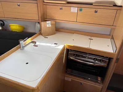 Galley of Rocky III, a Bavaria Cruiser 34 Style sailboat at Jezera, Croatia