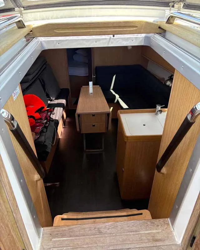 Salon of Rocky III, a Bavaria Cruiser 34 Style sailboat at Jezera, Croatia