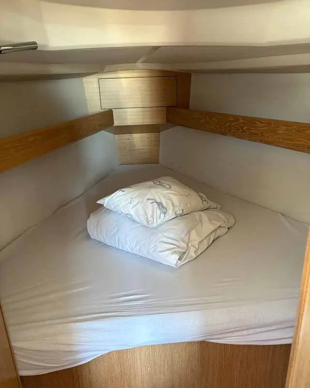 Cabin on Rocky III, a Bavaria Cruiser 34 Style sailboat at Jezera, Croatia