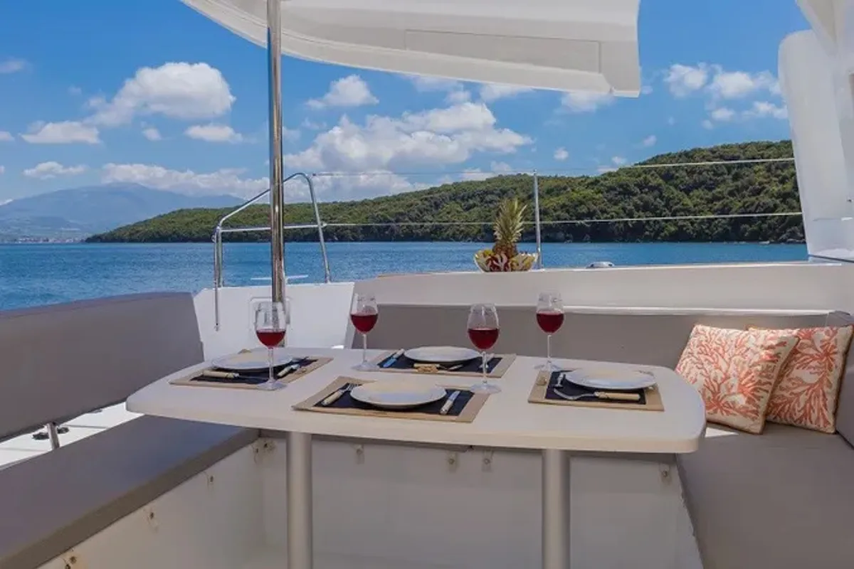 Deck of Gin Tonic, a Lagoon 450 F catamaran at Municipal Unit of Ellomenos, Greece