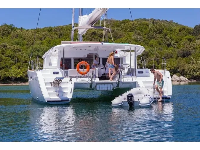 Exterior view of Gin Tonic, a Lagoon 450 F catamaran at Municipal Unit of Ellomenos, Greece