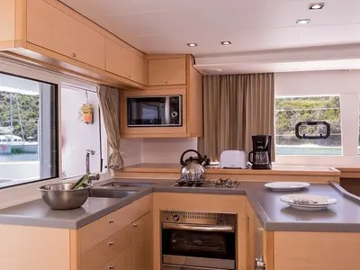 Galley of Gin Tonic, a Lagoon 450 F catamaran at Municipal Unit of Ellomenos, Greece