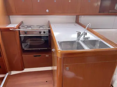 Galley of White Horse, a Beneteau Oceanis 37 sailboat at Flensburg, Germany