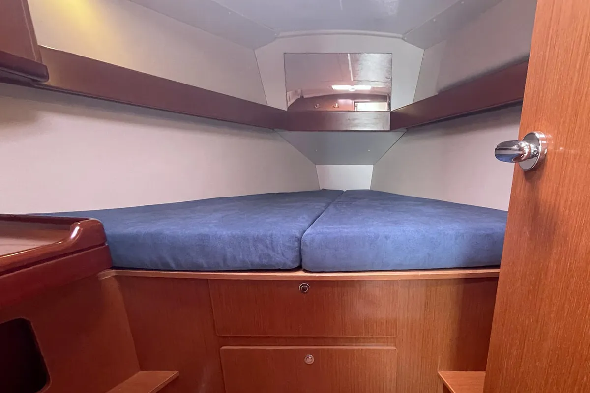 Cabin on White Horse, a Beneteau Oceanis 37 sailboat at Flensburg, Germany