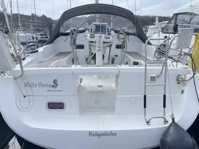 Cockpit of White Horse, a Beneteau Oceanis 37 sailboat at Flensburg, Germany