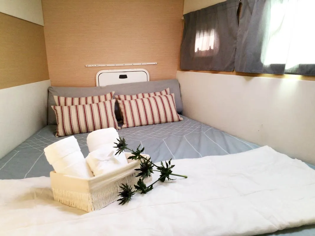 Cabin on Nusa, a Lagoon 400 catamaran at Ibiza, Spain