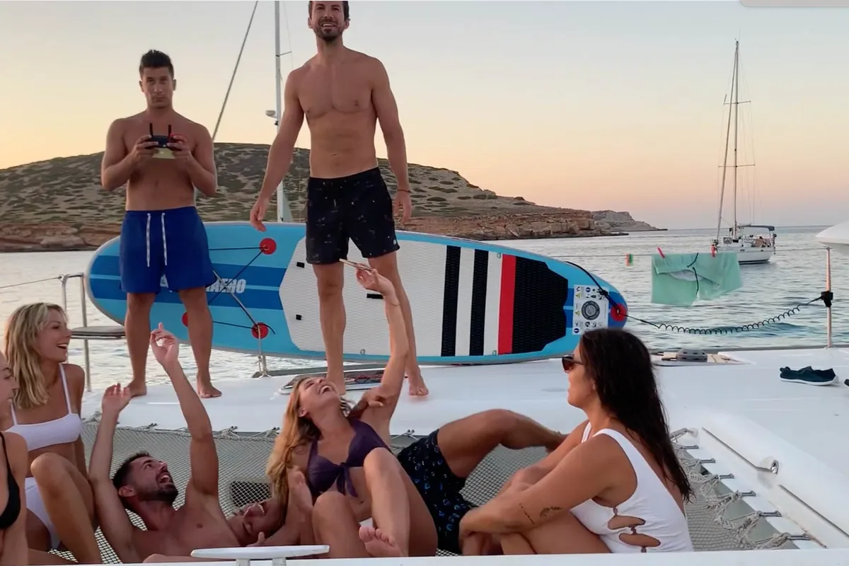 Deck of Nusa, a Lagoon 400 catamaran at Ibiza, Spain