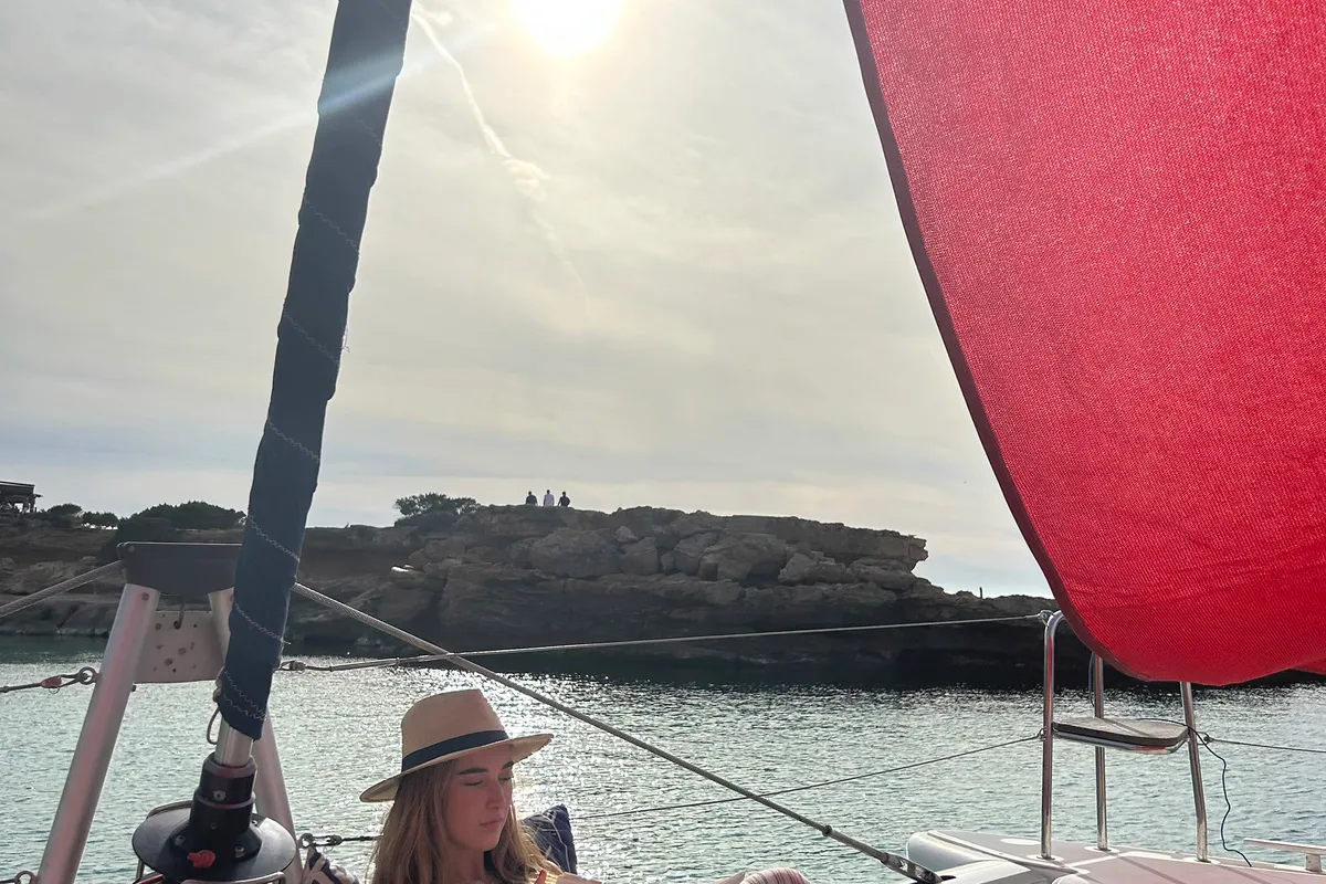 Deck of Nusa, a Lagoon 400 catamaran at Ibiza, Spain