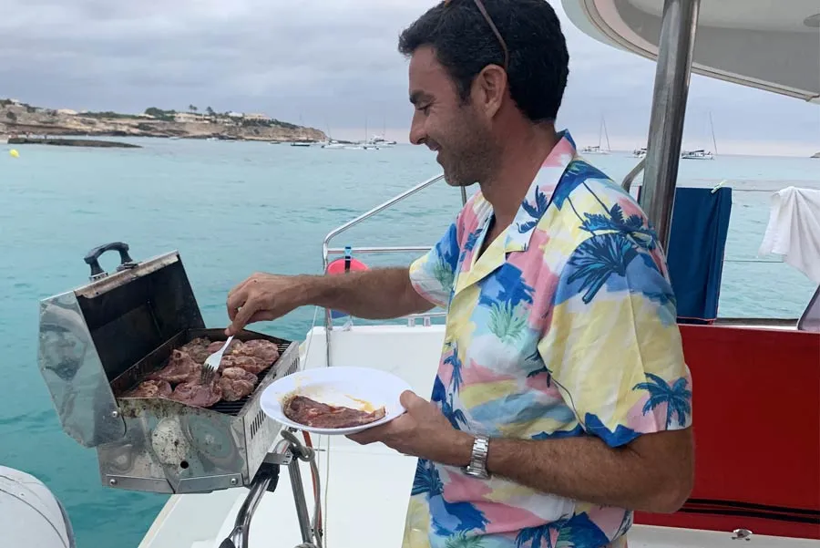 Deck of Nusa, a Lagoon 400 catamaran at Ibiza, Spain