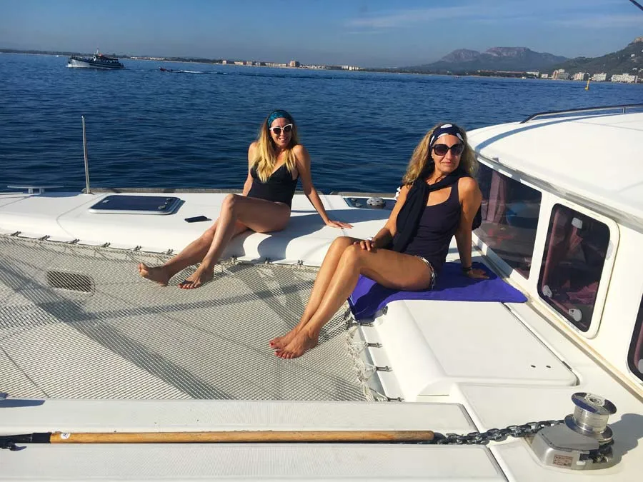 Deck of Nusa, a Lagoon 400 catamaran at Ibiza, Spain