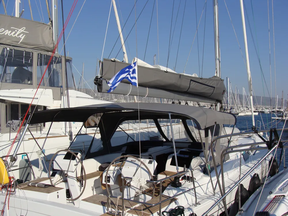 Exterior view of Sugar, a Hanse 455 sailboat at Athens, Greece