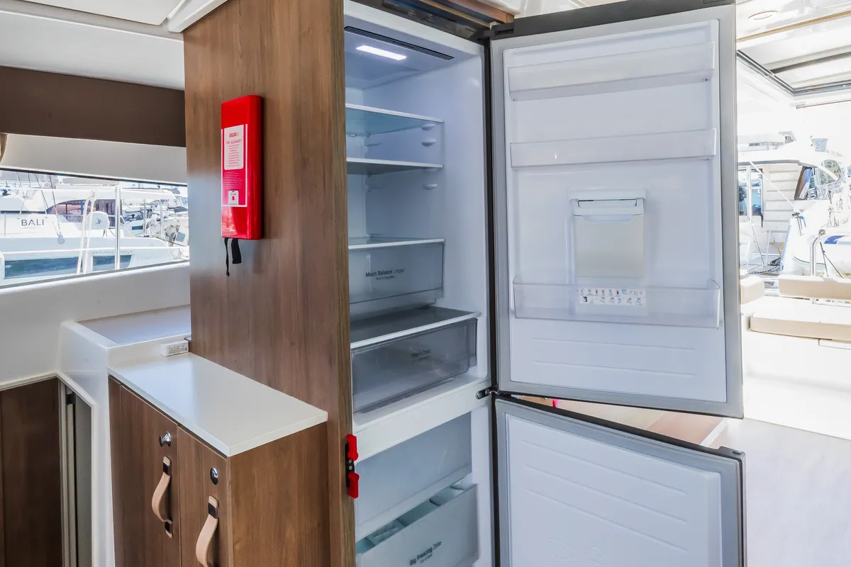 Galley of Liesbeth, a Bali 4.2 catamaran at Seget Donji, Croatia