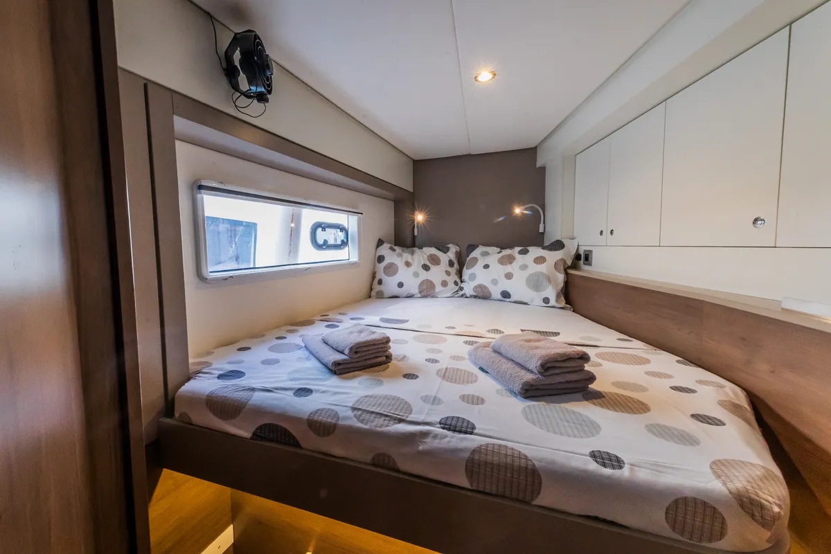 Cabin on Liesbeth, a Bali 4.2 catamaran at Seget Donji, Croatia