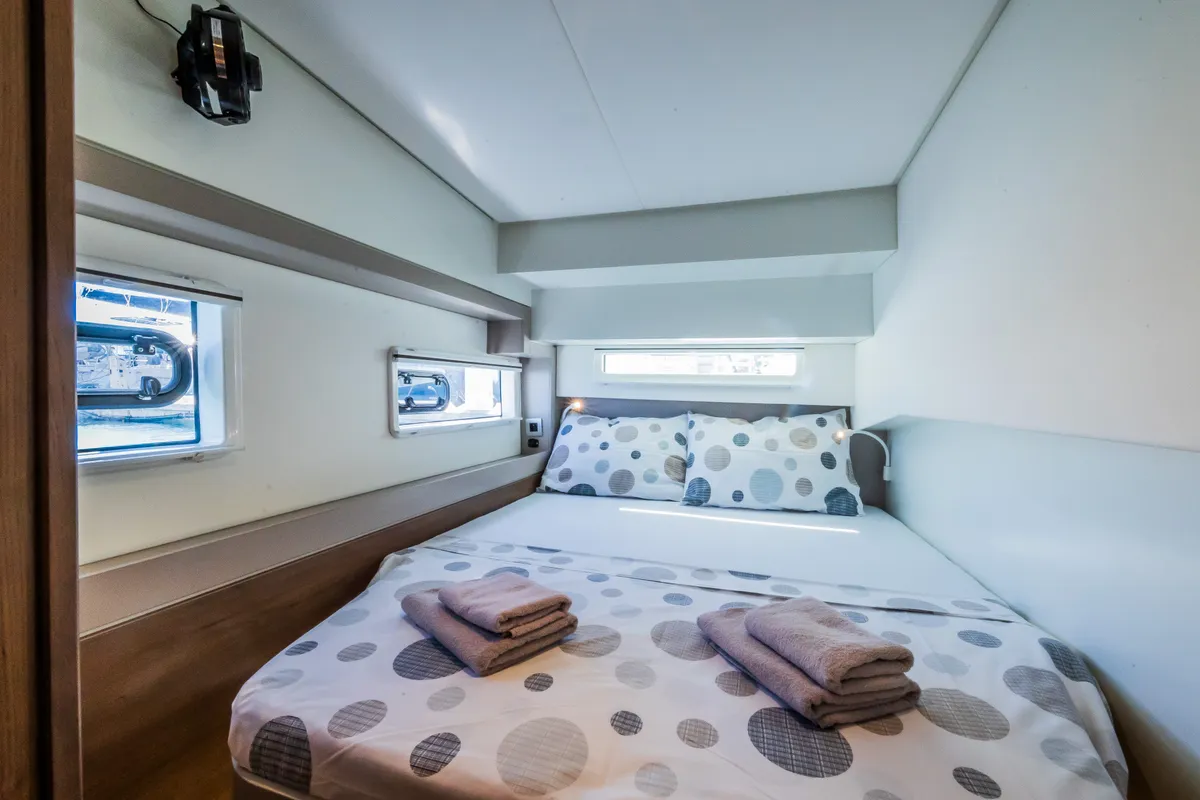 Cabin on Liesbeth, a Bali 4.2 catamaran at Seget Donji, Croatia