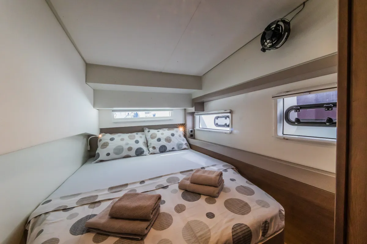 Cabin on Liesbeth, a Bali 4.2 catamaran at Seget Donji, Croatia