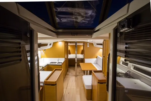 Salon of Ocean Song, a Jeanneau Sun Odyssey 440 sailboat at Athens, Greece