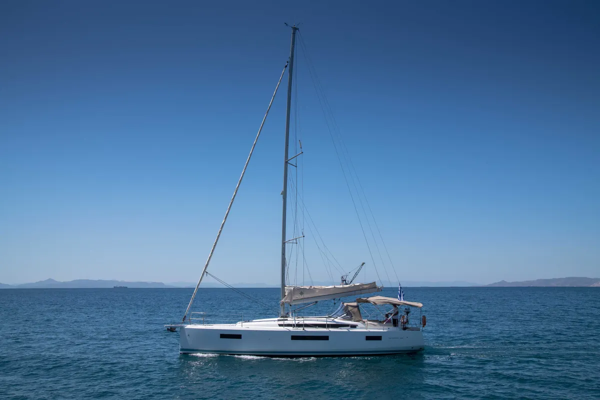 Exterior view of Ocean Song, a Jeanneau Sun Odyssey 440 sailboat at Athens, Greece