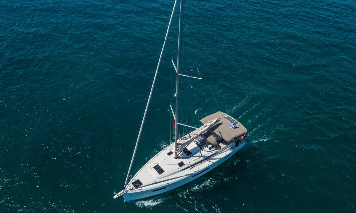 Exterior view of Ocean Song, a Jeanneau Sun Odyssey 440 sailboat at Athens, Greece