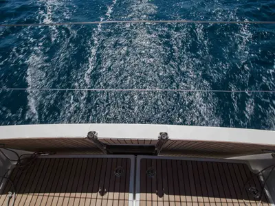 Deck of Ocean Song, a Jeanneau Sun Odyssey 440 sailboat at Athens, Greece