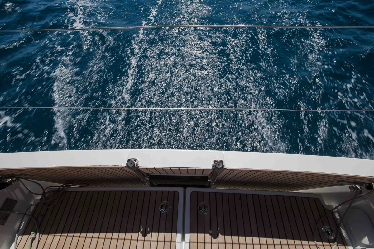 Deck of Ocean Song, a Jeanneau Sun Odyssey 440 sailboat at Athens, Greece