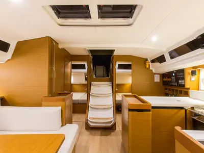 Salon of Ocean Song, a Jeanneau Sun Odyssey 440 sailboat at Athens, Greece