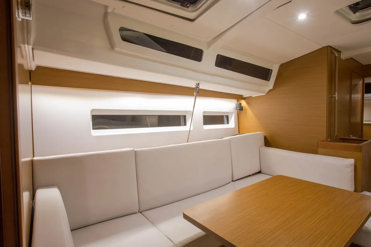 Salon of Ocean Song, a Jeanneau Sun Odyssey 440 sailboat at Athens, Greece