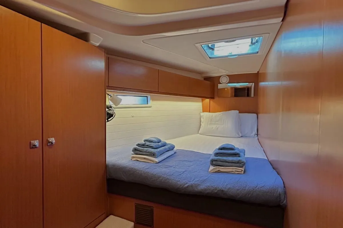 Cabin on Apollon, a Bavaria Cruiser 51 sailboat at Athens, Greece