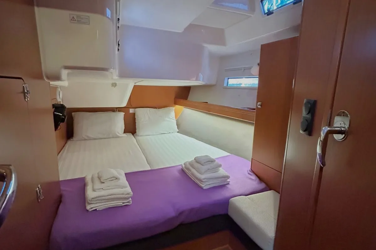 Cabin on Apollon, a Bavaria Cruiser 51 sailboat at Athens, Greece