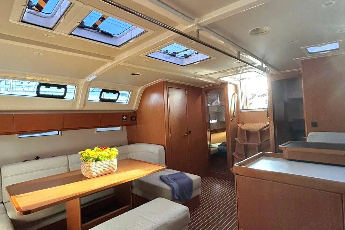 Cabin on Apollon, a Bavaria Cruiser 51 sailboat at Athens, Greece