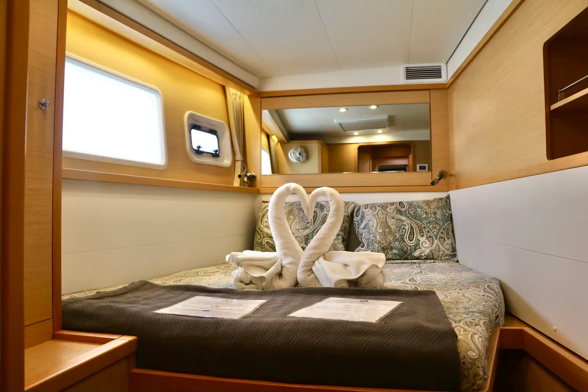 Cabin on Peace Out, a Lagoon 450 catamaran at Parham Town, British Virgin Islands