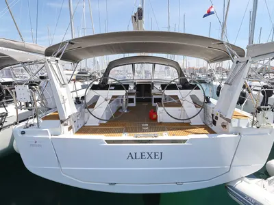 Cockpit of Alexej, a Hanse 460 sailboat at Grad Biograd na Moru, Croatia
