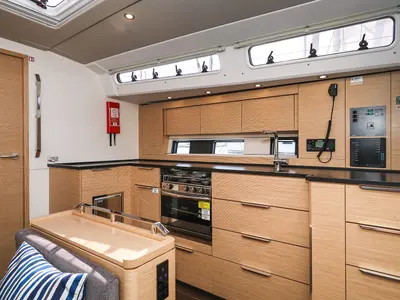Galley of Alexej, a Hanse 460 sailboat at Grad Biograd na Moru, Croatia