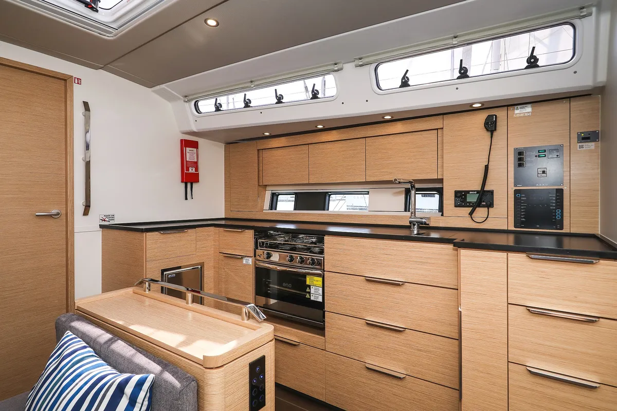 Galley of Alexej, a Hanse 460 sailboat at Grad Biograd na Moru, Croatia