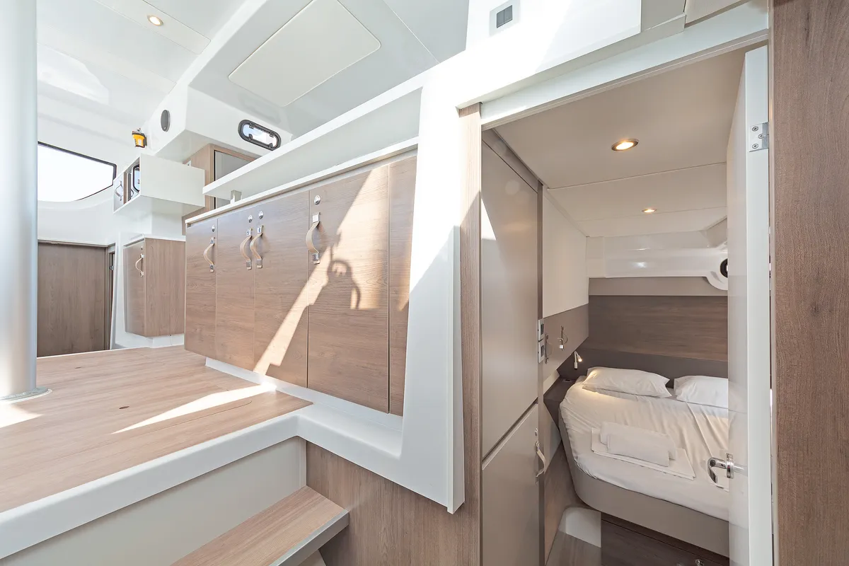 Cabin on Princess Malena, a Bali Catspace catamaran at Athens, Greece