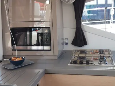 Galley of NALA, a Fountaine Pajot Lucia 40 catamaran at Seget Donji, Croatia