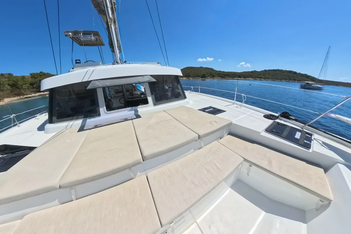 Deck of Moje Sunce, a Bali Catspace catamaran at Rogoznica, Croatia
