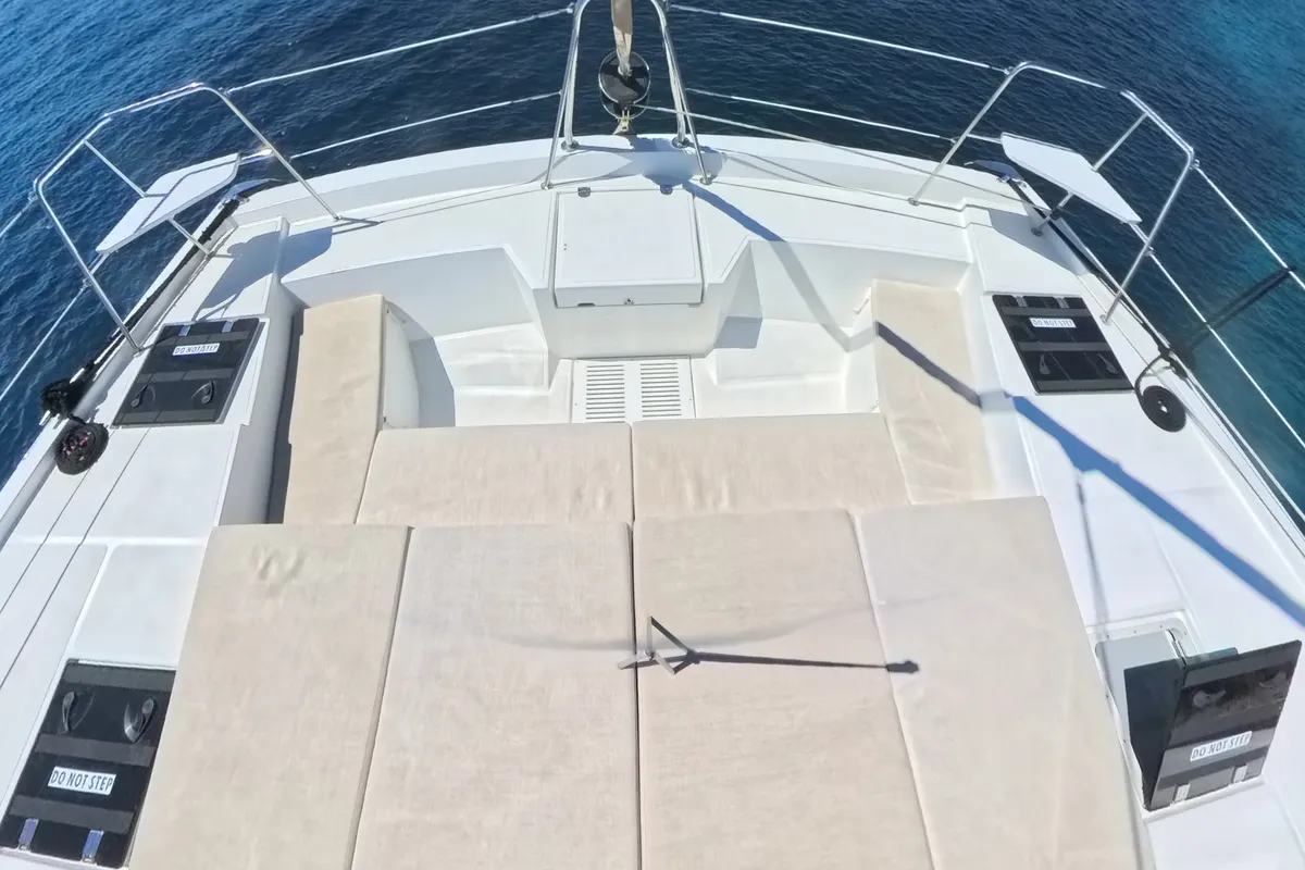 Deck of Moje Sunce, a Bali Catspace catamaran at Rogoznica, Croatia