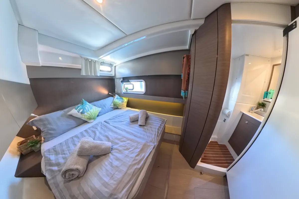 Cabin on Moje Sunce, a Bali Catspace catamaran at Rogoznica, Croatia