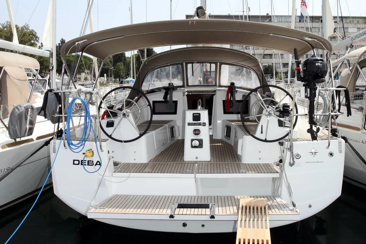 Exterior view of Deba, a Jeanneau Sun Odyssey 410 sailboat at Grad Pula, Croatia