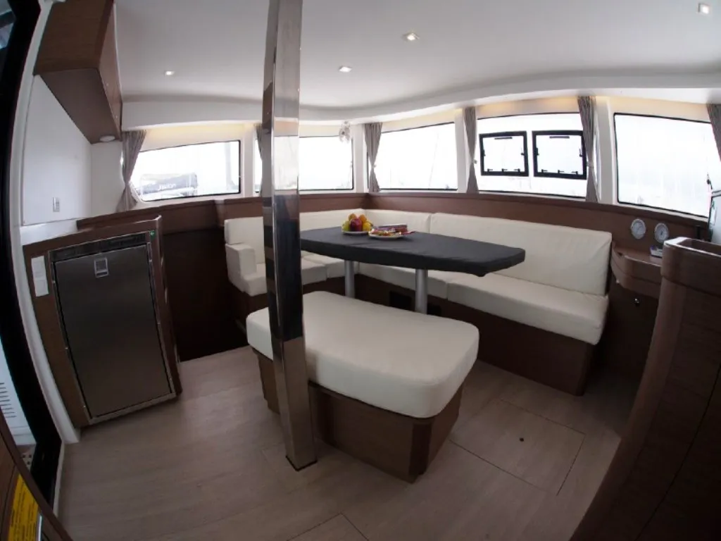 Salon of Stolos, a Lagoon 42 catamaran at Lavreotiki, Greece