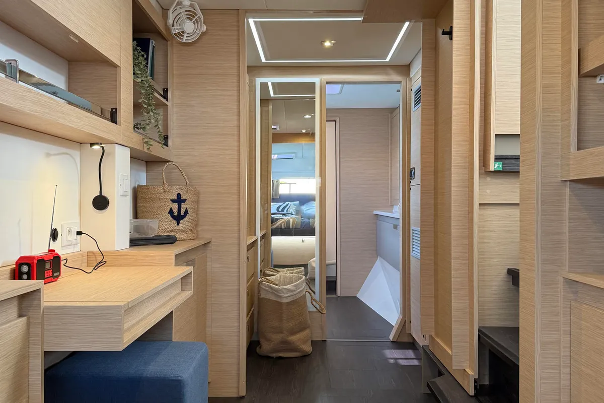 Cabin on Yara, a Fountaine Pajot Elba 45 catamaran at Palma de Mallorca, Spain