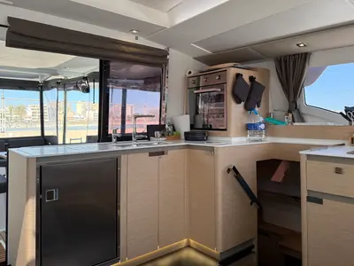 Galley of Yara, a Fountaine Pajot Elba 45 catamaran at Palma de Mallorca, Spain