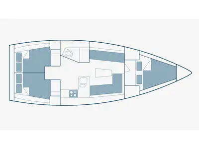 Floor plan of Iwona, a Bavaria 37 sailboat at Municipal Unit of Lefkada, Greece