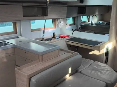 Galley of Enjoy, a Beneteau Oceanis 51.1 sailboat at Nea Peramos, Greece
