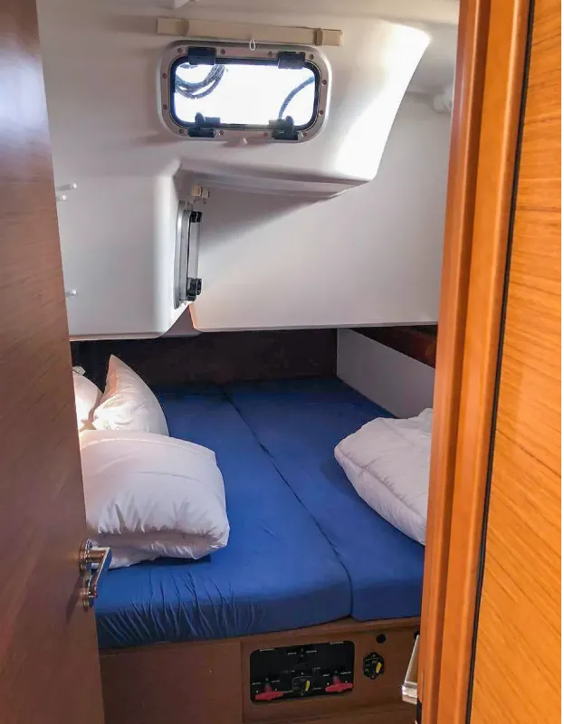 Cabin on Misty, a Jeanneau Sun Odyssey 519 sailboat at Municipal Unit of Palairos, Greece