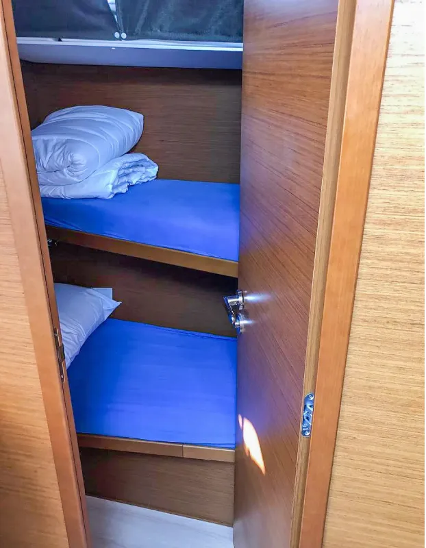 Cabin on Misty, a Jeanneau Sun Odyssey 519 sailboat at Municipal Unit of Palairos, Greece