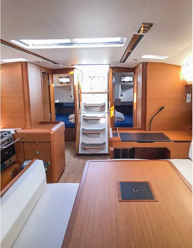 Salon of Misty, a Jeanneau Sun Odyssey 519 sailboat at Municipal Unit of Palairos, Greece