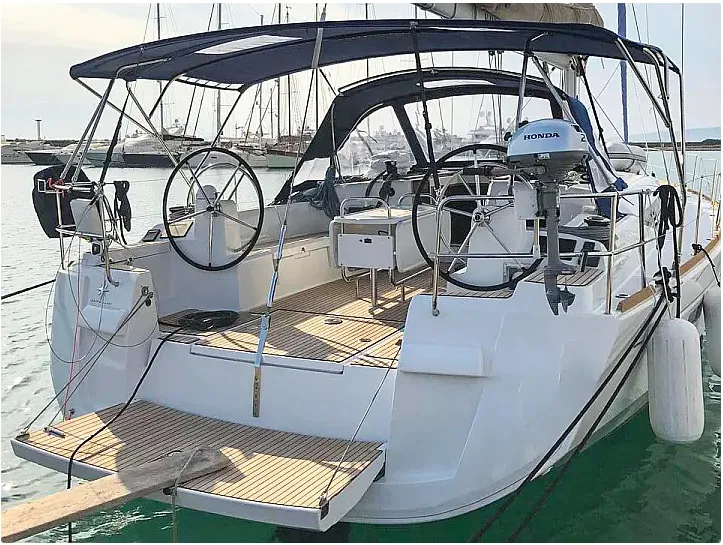 Exterior view of Misty, a Jeanneau Sun Odyssey 519 sailboat at Municipal Unit of Palairos, Greece