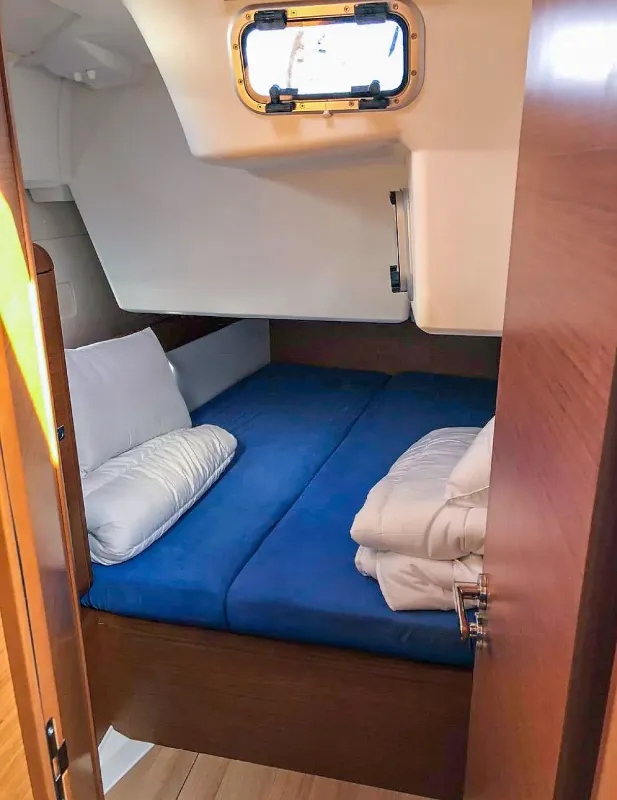 Cabin on Misty, a Jeanneau Sun Odyssey 519 sailboat at Municipal Unit of Palairos, Greece
